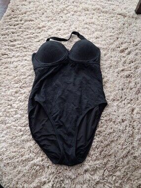 Betsey Johnson Palm Tree Print 1 Piece Swimsuit Size L NWOT